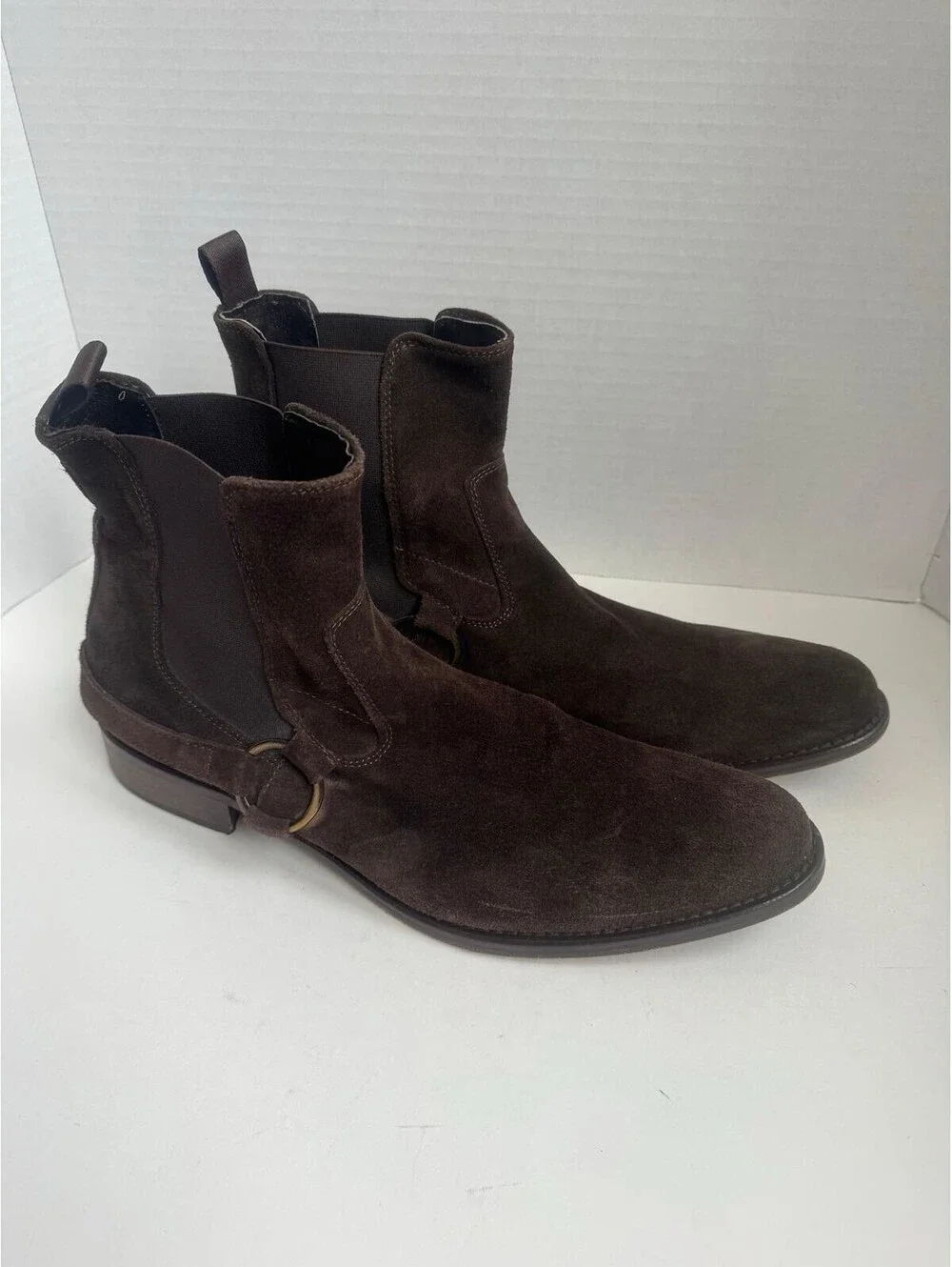 To Boot New York by Adam Derrick — Dark Brown Suede Harness Chelsea Boots